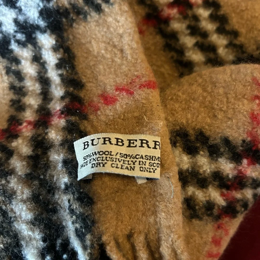 Burberry Tan and Black Checkered Scarf